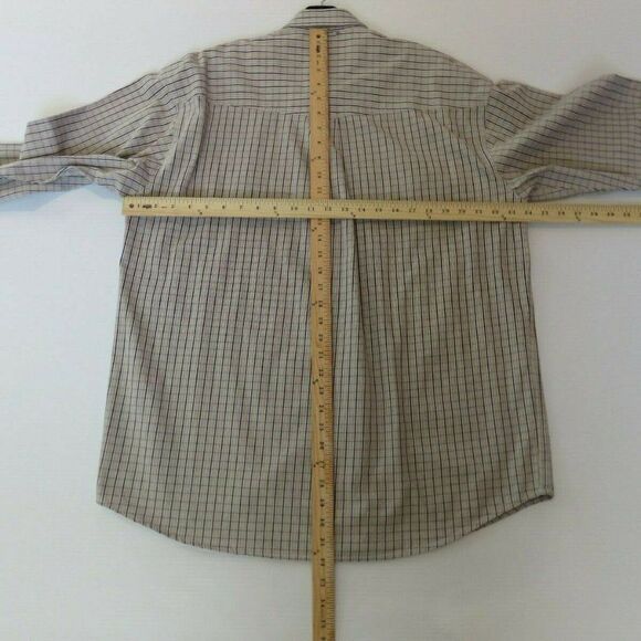 Roper Shirt Western Long-Sleeved Button-Up Heavyweight Tan Plaid Men's Large - Picture 8 of 10
